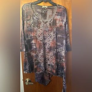 Live and let live plus size flowy 3/4 sleeve studded blouse size 1x